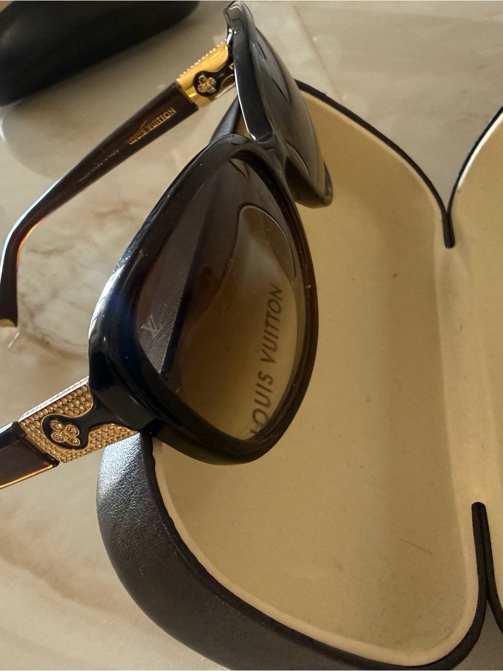 Louis Vuitton Dark Brown and Gold Women's Sunglasses - Signature Luxe Accents